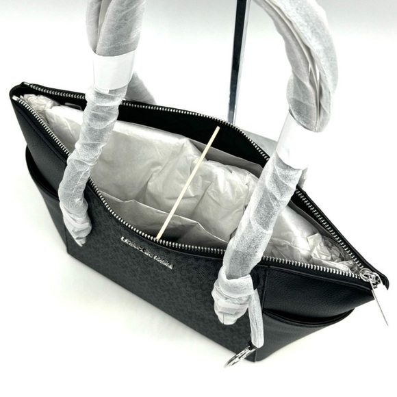 Michael Kors Large Charlotte TZ Tote Bag Black Signature - Picture 8 of 10